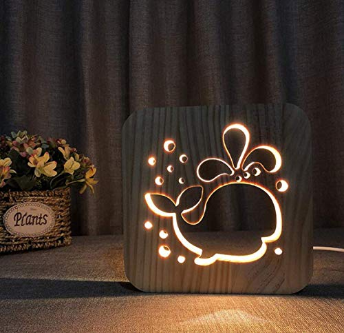 3D Holzlampe Kreative Geschnitzte Wal Led Nachtlicht Mit USB Power Schlafzimmer Wohnzimmer Deko Für Kinder Erwachsene 7 5 Zoll