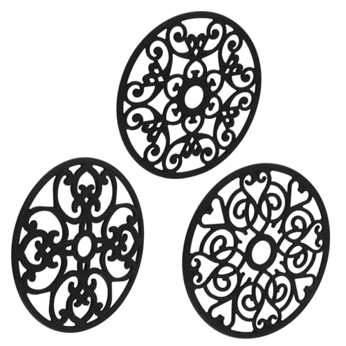 BRIGHTFUFU Salvamanteles Redondos De Silicona Hueca, Tapete para Mesa, Aislamiento Térmico, Soportes para Ollas, 3 Uds.