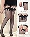 Syhood Valentine's Day Women's Satin Bow Accent Fishnet Thigh High Fashion Stockings for Daily Wear Party Costumes(Black with Black Bow)
