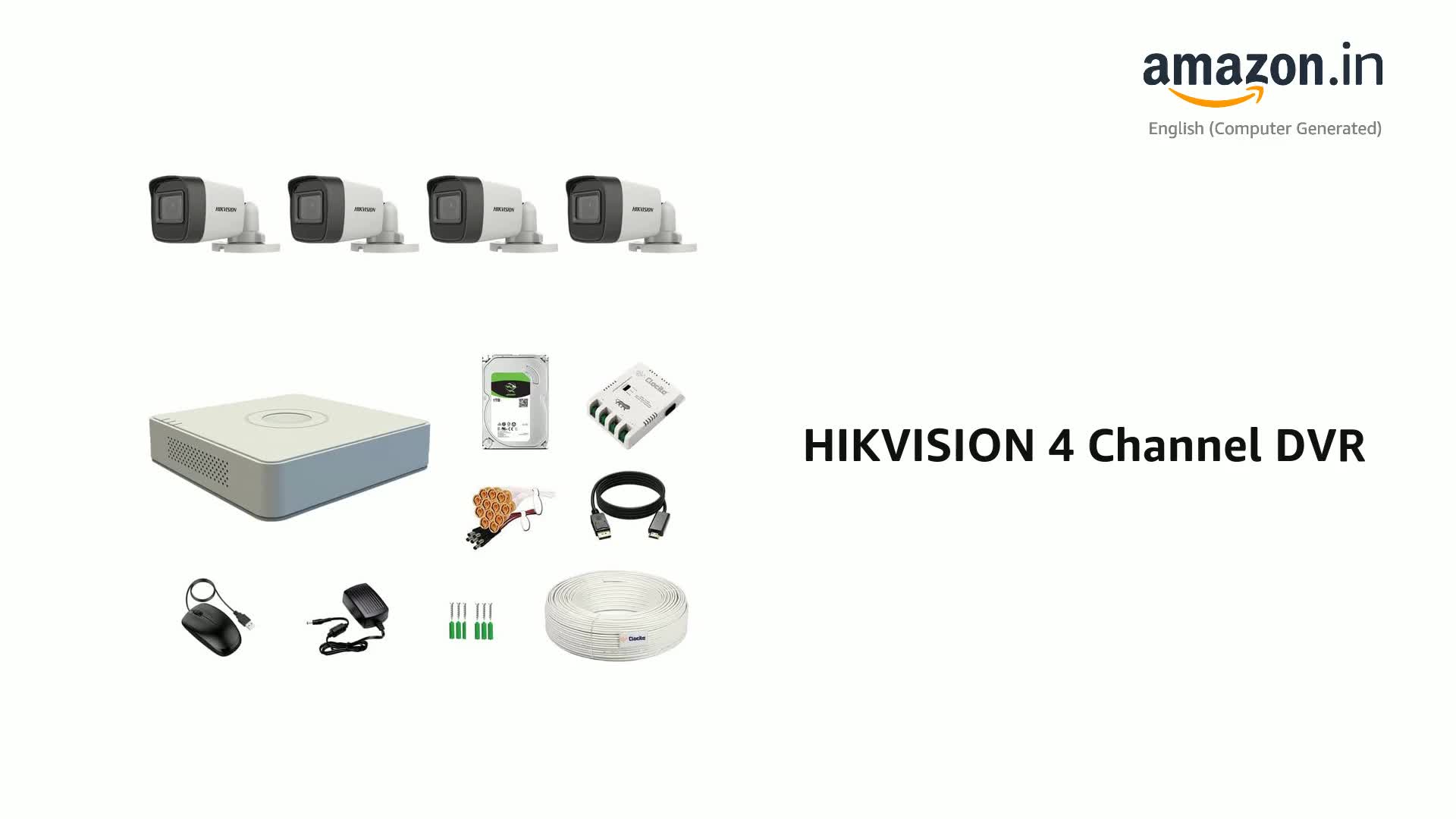 Buy HIKVISION 4 Channel DVR with 5MP 4 Bullet Cameras with Audio