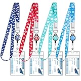 4 Pack Cruise Lanyard for Ship Cards Lanyards with Retractable Badge Reels Waterproof ID Badge Holder, 2026 Cruise Essentials Accessories