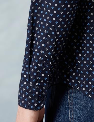 Image of Amazon Brand - Symbol Men Cotton Casual Printed Shirt| Mandarin Collar | Regular Fit | Printed | Full Sleeve | Available in Plus Sizes