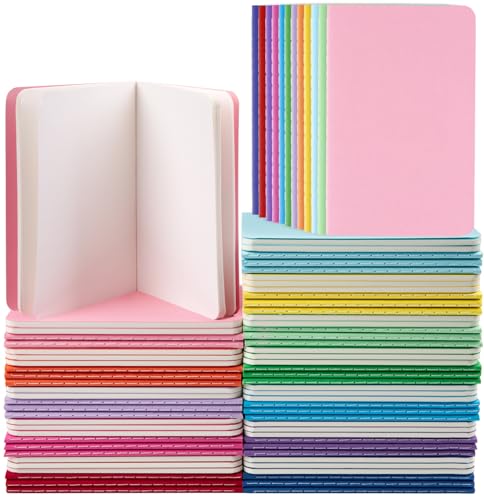Oucaru 80 Pack Small Pocket Notebook, Mini Blank Notebook 3.5 x 5.5 Inches, Small Journals Notepad for Kids Students Office School Supplies, 12 Rianbow Color, 30 Sheets/60 Pages