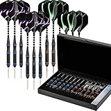 Formula Sports Darts Set, 6 Pcs 21g and 6 Pcs 23g Darts Metal Tip Set with 18 Aluminium Shafts, 21 Flights, 20 O-Rings, Dart Sharpener, Flight Protector, Gift Dart Box, Steel Tip Darts