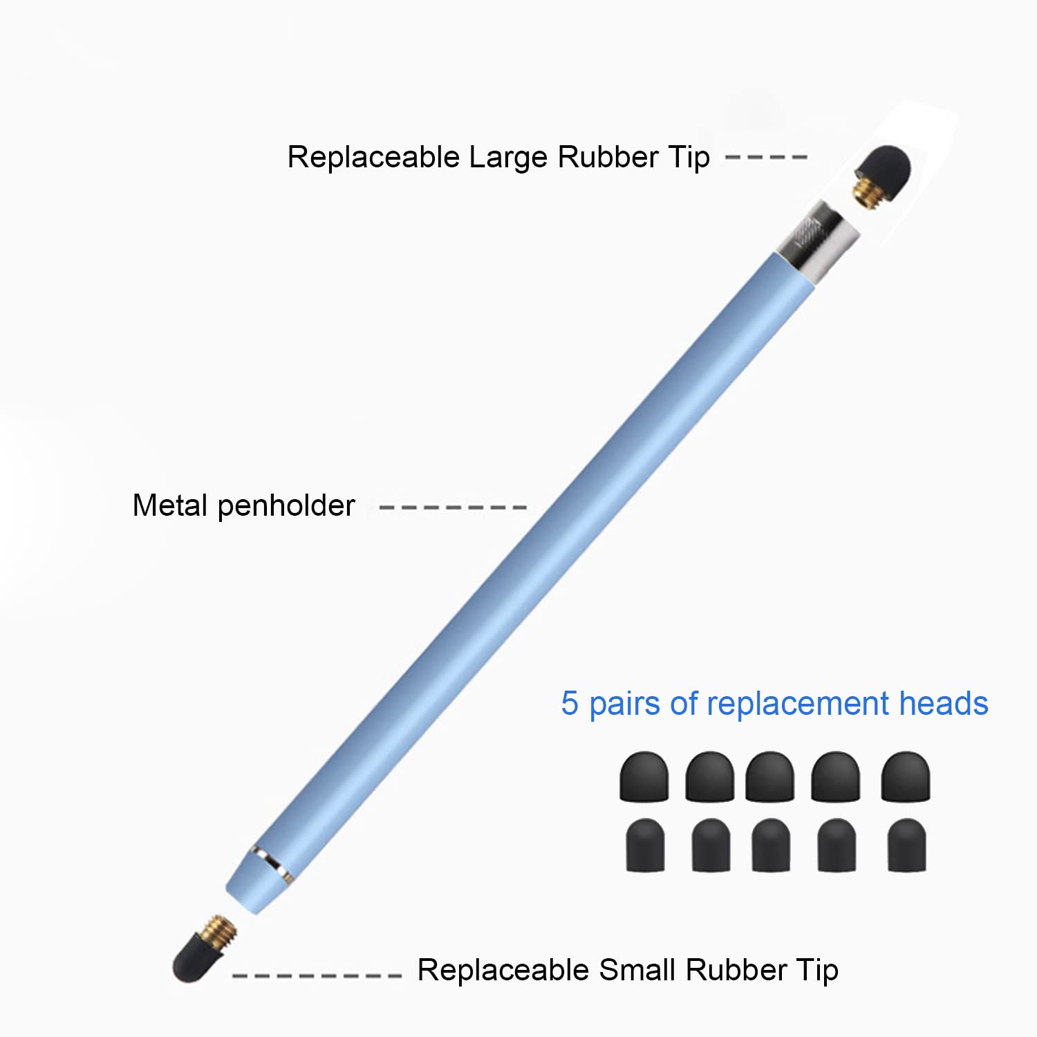 Kafeiya 5 Pezzi Penna Touch,2 in 1 Pennino Capacitivo Universale,per Tablet,i-Phone,i-Pad,Galaxy, GPS Auto,Android e Altri Touch Screen(5 Colori)