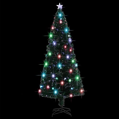 Miniatura 2 de Árbol de Navidad artificial de 7 pies con soporte de acero y 49 luces LED de fibra óptica para el hogar, oficina, decoración de fiesta con 280