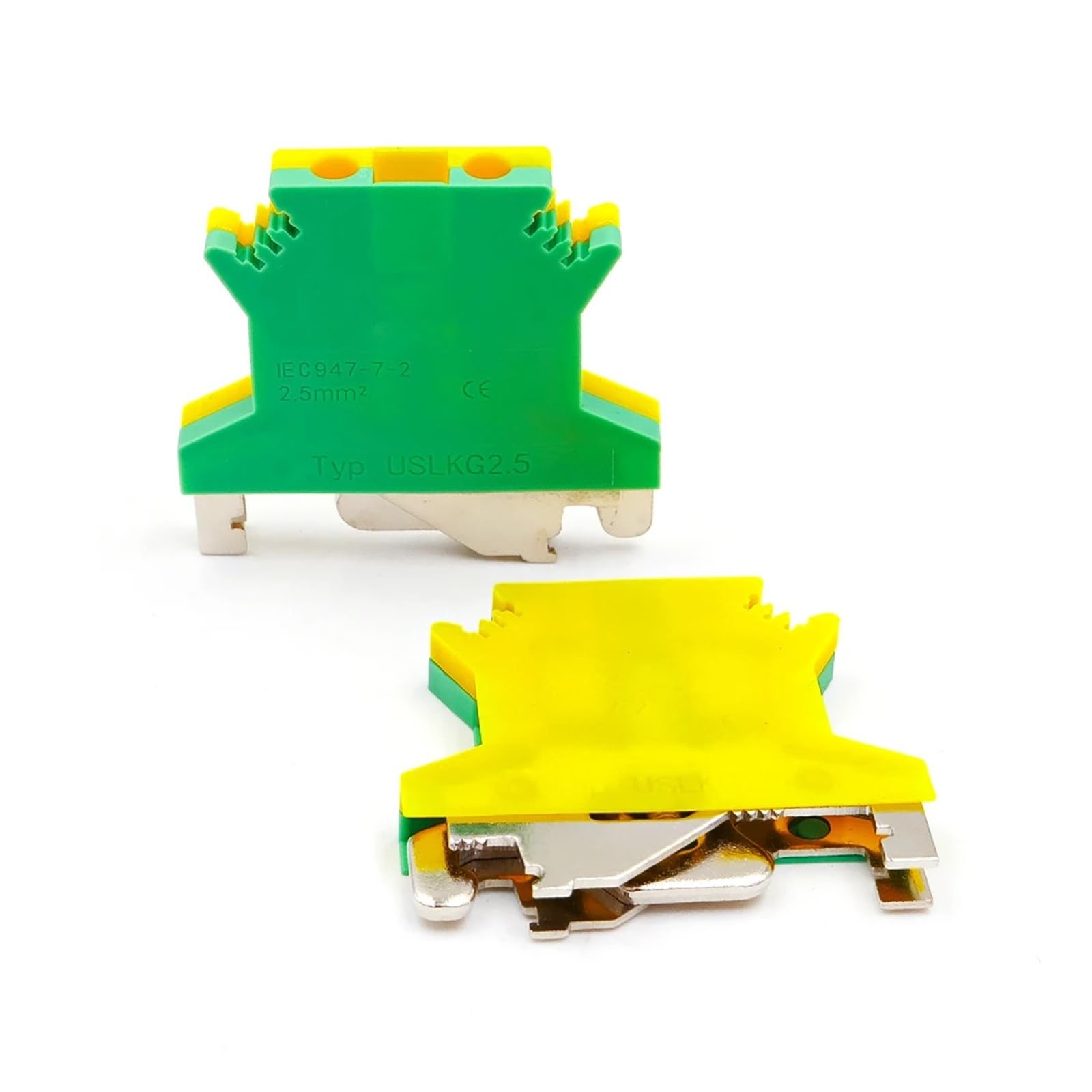 10 pezzi USLKG 2.5 Morsettiera for guida DIN con collegamento a vite di terra 500V 24A conduttore elettrico