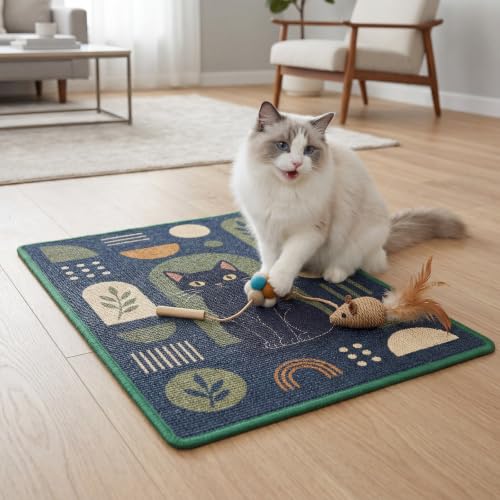 Tapis griffoir pour chat en sisal naturel durable au design géométrique - 6