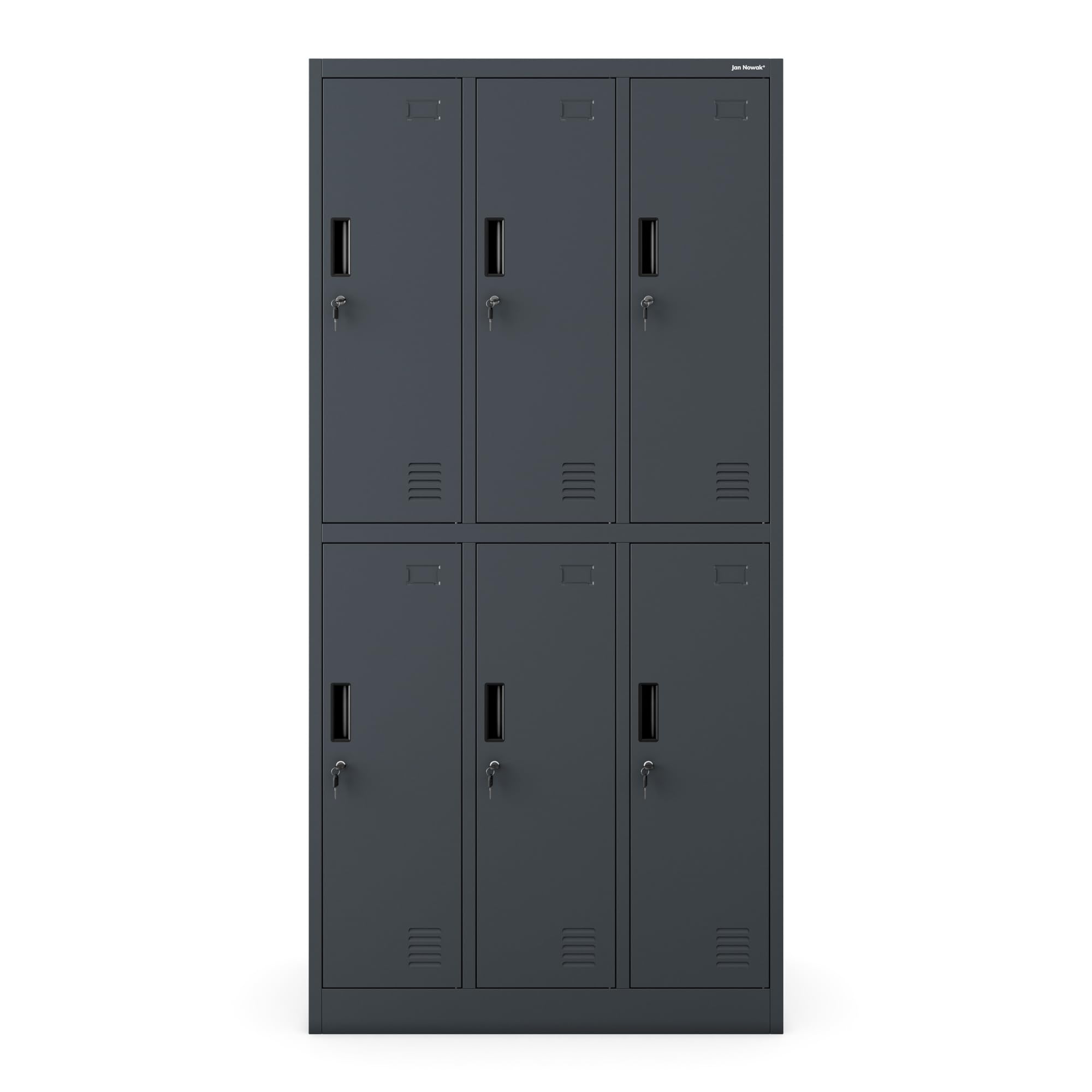 Jan Nowak Schließfachschrank 3B2A Wertfachschrank Metallspind Umkleideschrank 6 Fächer Stahlblech Pulverbeschichtet 185 cm x 90 cm x 45 cm (H x B x T) (Anthrazit)