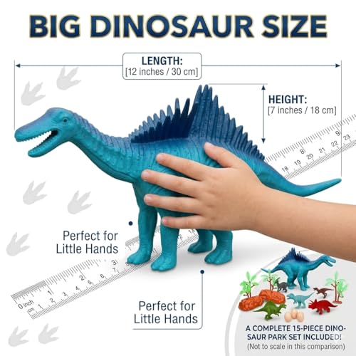 Image of ZESTHOME Dinosaur Toys for Kids | Realistic Dinosaur Figure Play Set with Eggs & Trees | Dinosaur Animal Action Toys for Boys & Girls | Imaginative Play Birthday Gift | 8-Piece Set