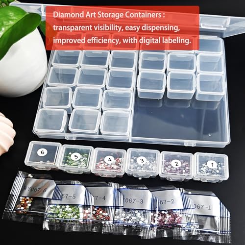 Image of 30 in 1 Diamond Art Storage Containers with Lids,Transparent Bead Organizer Box,Diamond art accessories-divided storage box,Jewelry Storage Case, Portable Labeled Trays for Home & Travel
