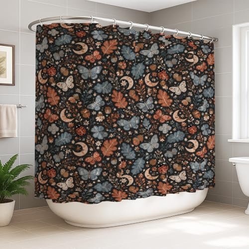 Rideau de douche extra large bleu automne pour baignoire bohème - 2