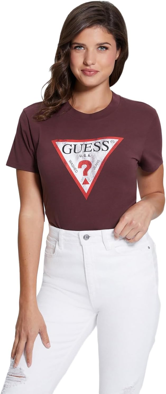 Guess Womens Short Sleeve Classic Fit Logo Tee Shirt