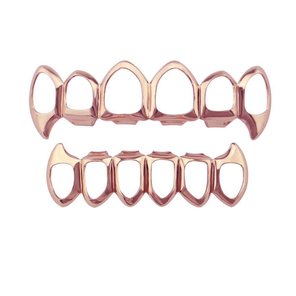Psivika Open Face Grills 6 Teeth Grillz Top and Bottom Set Hip Hop for Your Teeth