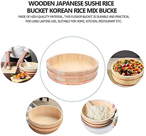 Japanse Sushi Rijstkom Houten Hangiri Sushi Oke Rijst Mengkuip Koperen Bands voor Restaurant Thuis Keuken, Wit… - Afbeelding 8