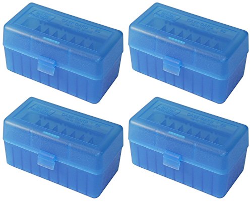 MTM Case-Guard MTM 50 Round Flip-Top 220 Swift 243 308 Win Ammo Boxes - Clear Blue (4 Pack)