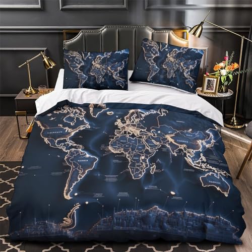 Parure de lit 3D imprimé microfibre douce housse couette 200x200 fermeture eclair - 4