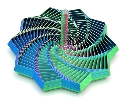 Image of Expanded Sensory Fidget Star with Handle - Visually Captivating and Satisfyingly Noisy! (Blue - Green - Purple, Medium)