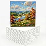 Shteriva Tele per Dipingere 15x15 cm (Set da 18), Cartone Telato Spessore 3 mm, Tela in Cotone Senza Acidi, per Acrilico, Olio, Gouache e Acquerello