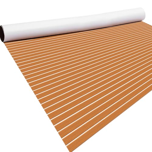 HXBYX Large Size Faux Teak EVA Foam Boat Flooring with Self-Adhesive Backing Marine Boat Decking Floor for Boats Kayak Yacht Swim Motorboat Platform RV 7.87'x7.87'/5.9'