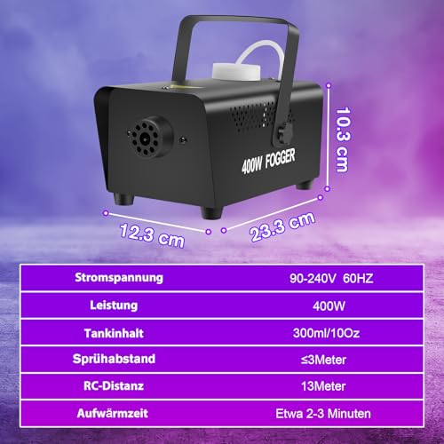 Máquina de humo 400W mini con mandos a distancia para fiestas y DJ 4