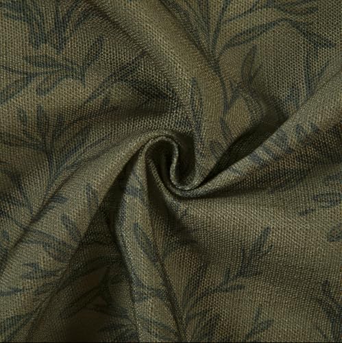 Image of TWOPAGES Rod Pocket Leaf Print Cafe Curtains, Brown Olive, 26W x 36L