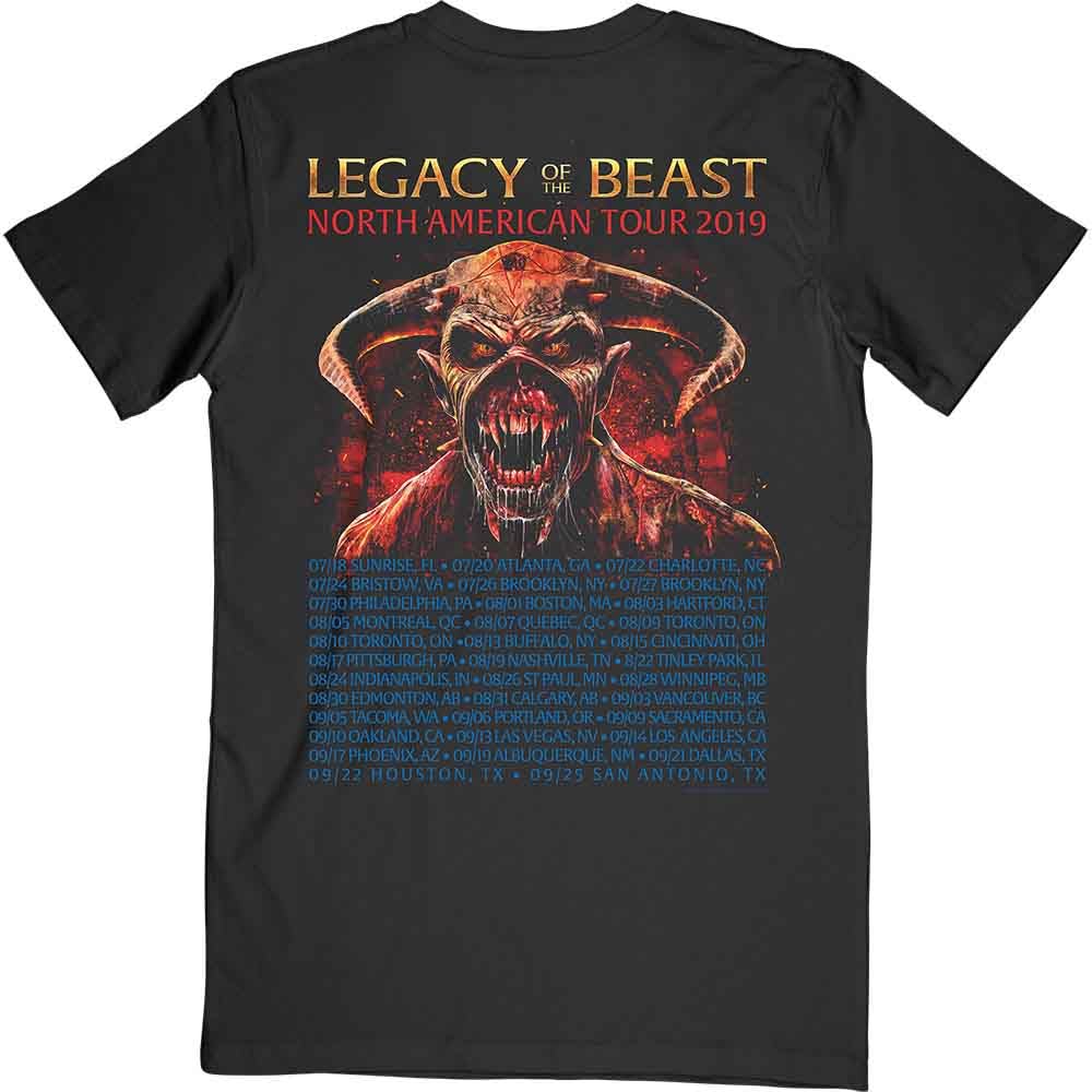 Rock Off Officially Licensed Products Unisex Multicoloured Iron Maiden Two Minutes To Midnight Legacy Of The Beast American Tour 2019 T-Shirt - Multicolour - Large