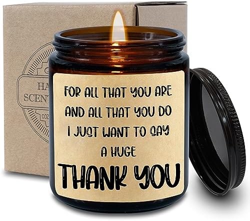 Thank You Candle Gifts for Women Men, Gifts for Thanksgiving Day Mother’s Day, Vanilla Scented Candles Gift for Mom, Appreciation Gift Funny Gift for Women Men Family Friend Coworkers