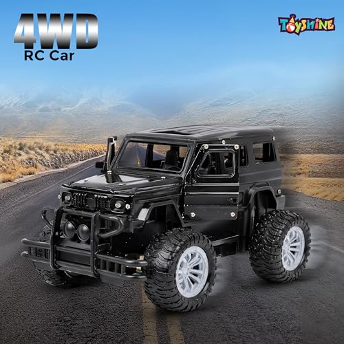 Image of Toyshine 4WD Die Cast Rock Climbing Remote Control Tharr Monster Truck with Opening Doors & Hood, All-Terrain Stunt Racing Car, Black