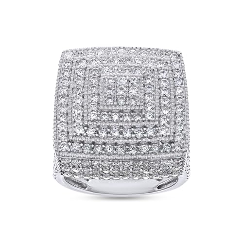 4 3/4 Carat Round Cut Lab Created Moissanite Square Cluster Wedding Band Ring For Men's In 14K Gold Plated Sterling Silver (VVS1 Clarity, 4.75 Cttw)