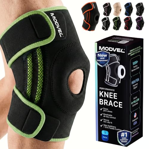 Image of Modvel Knee Brace with Side Stabilizers & Patella Gel Pads for Pain Relief and Joint Support Breathable, Non-Slip Compression Sleeve for Men & Women, Arthritis, Meniscus, ACL Recovery