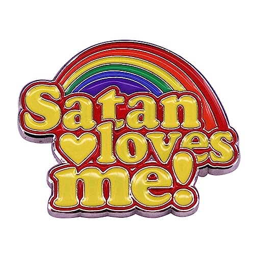 FEYLIE Brosche, Regenbogen Satan Emaille Pin Satan Loves-Me Brosche Abzeichen Einzigartiges Geschenk Creative-Revers Pin für Hut Leinwand Tasche Ornament