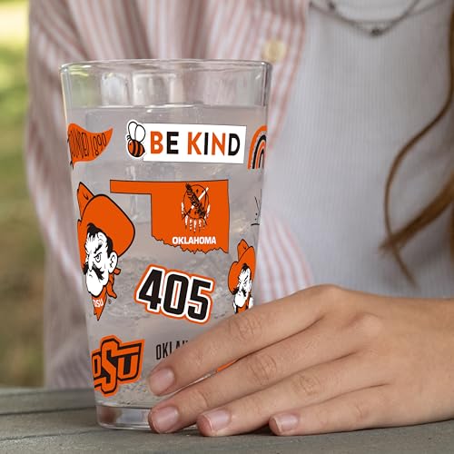 Image of Logo Brands NCAA 16 oz Pint Glass - Durable Glass With Bold Team Color- Chip-Resistant Rim Drinkware For Fans, Tailgates, Home Bars & Everyday Use