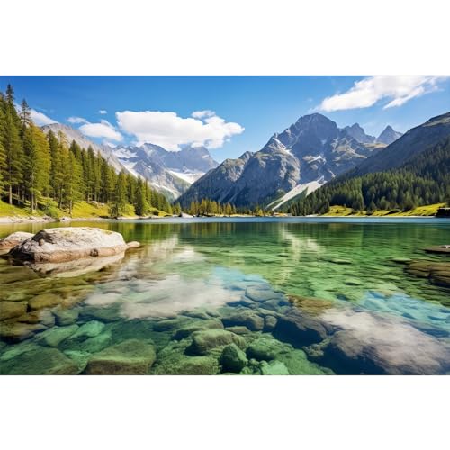 Image of Mountain Lake Aquarium Background Pine Trees Ldyllic Landscape Fish Tank Background Serene Captivating Lake Reptile Tank Backgrounds Nature Majestic Mountains Reptile Enclosure Backgrounds 30x18in
