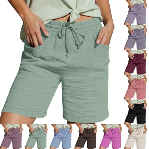 Pantalones Cortos Mujer Holgados Elásticos y Suaves Casual Bermudas Veraniegos Bermudas Casual Shorts con Cintura elástica y Bolsillos Pantalones Cortos Moda Shorts Anchos Transpirables Holgados
