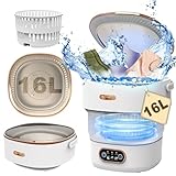 Mini Lavadora Portátil, 16L Lavadora Portatil con Centrifugado, Lavadora de Camping Viaje, Mini Lavadora Portátil para Acampar, Viajar, Calcetines, Ropa Interior de bebé verde(Súper limpio)