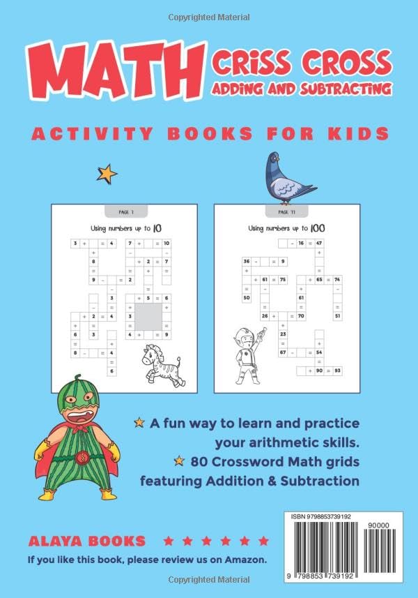 Math Crossword Puzzles for Kids: Math Criss Cross Adding and Subtracting Activity Books for Kids Aged 5+ image 3