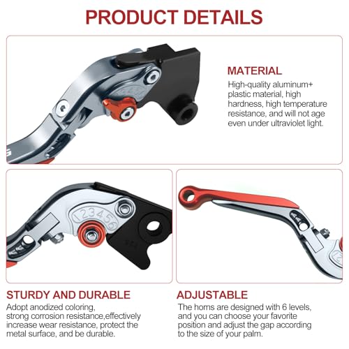 Image of for Kawasaki NINJA500 Ninja 500 Z500 Z 500 SE 2024 2025 Motorcycle Clutch Lever Adjustable Handlebars Brake and Clutch Levers Set (Red)