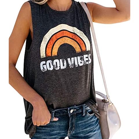 Camiseta sin mangas Voqeen para mujer con estampado de arcoiris Cover