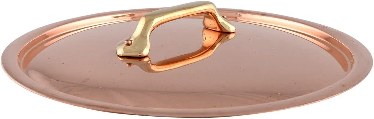 Mauviel M'250 B 2.5mm Polished Copper & Stainless Steel Lid With Brass Handles, 5.5-in, Made in France