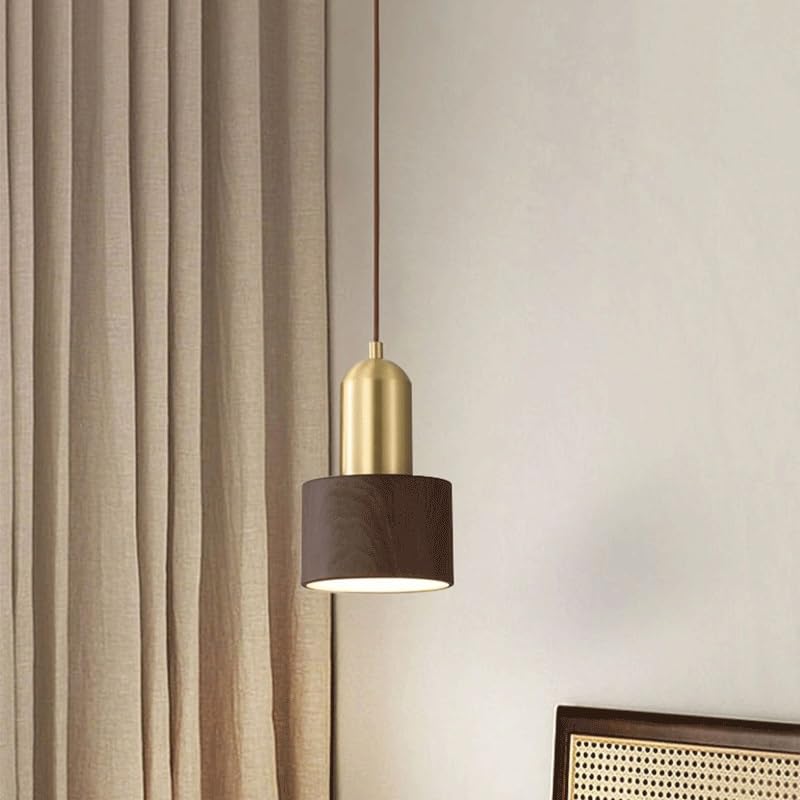 Lampe suspendue LED créative en cuivre et bois de noyer 4.7