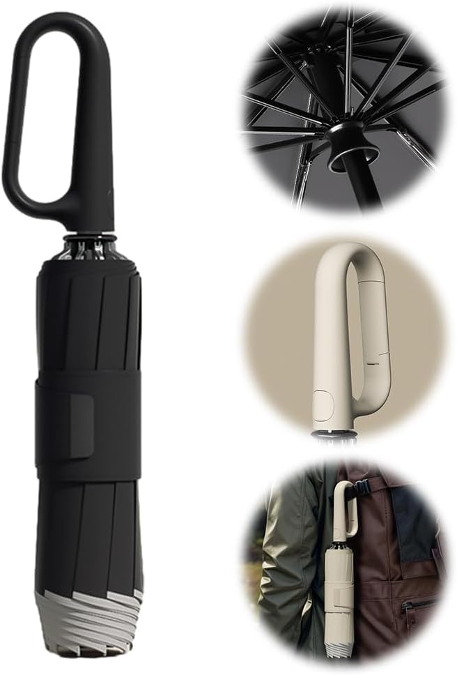 AIIONP 2025 Upgrade Ring Buckle Umbrella, Reflective Safety Strip, Sturdy Windproof, Travel Portable Automatic Folding Umbrella for Rain & Sun