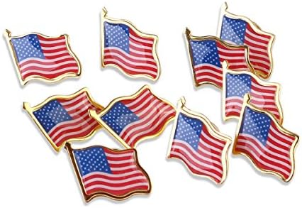 UEETEK 10PCS American Flag Waving Lapel Pins United States USA Hat Tie Tack Badge Pin