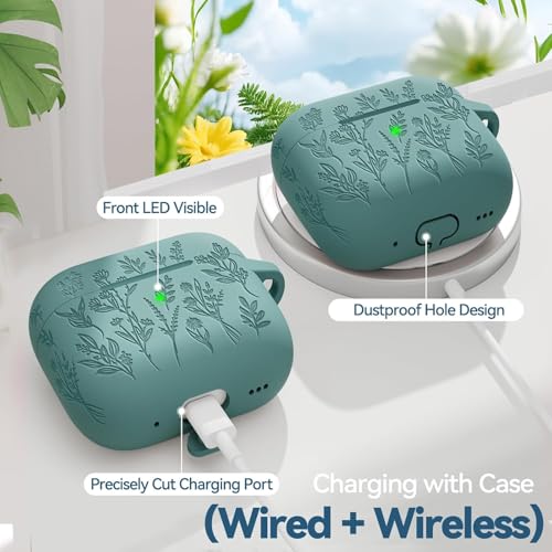 Image of for Airpods 4 Case, Ekoonpft Flower Engraved Soft Silicone Case Cover