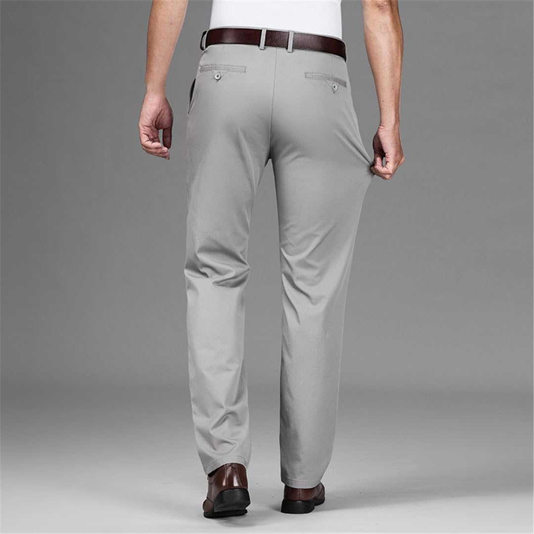 Vogrtcc Pantalones Casuales Rectos Delgados para Hombres Pantalones Elásticos De Negocios De Estilo Clásico Gris Claro para Hombres