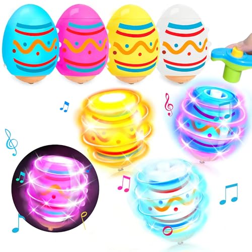 6 Packs Party Favors Light Up Spinning Tops Toys with Music for Kids 4-8,8-12,Glow in The Dark Party Supplies Gifts for Children