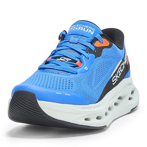 Skechers Men's Max Cushioning Glide Step Advert Hands Free Slip-Ins Sneaker, Blue/Orange, 10.5