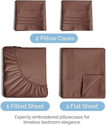 Miniatura 2 de CGK Unlimited - Juego de sábanas para cama de matrimonio, sábanas blancas, sábana bajera, 4 fundas de almohada, bolsillos muy profundos, de