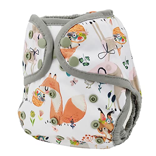 Baby Diaper Cover Nappy One Size 8lbs to 36lbs (Foxes Deers)2