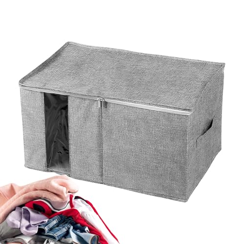 Genérico Almacenamiento de Ropa | Contenedor Tela Plegable Con Ventana Transparente,Cajas de Tela para Ropa, Gran Capacidad con Tapa y Cremallera,Para Dormitorio Zapatos Manta Edredón